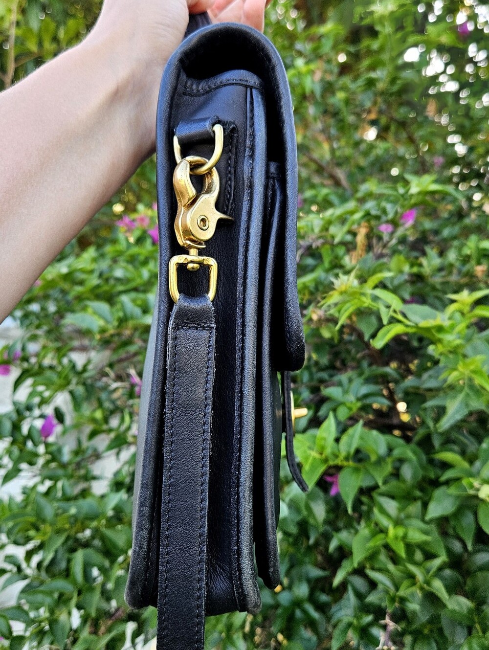 Vintage Coach Station Bag 5130 Black Leather Crossbody USA Pre 1994 - Picture 2 of 13